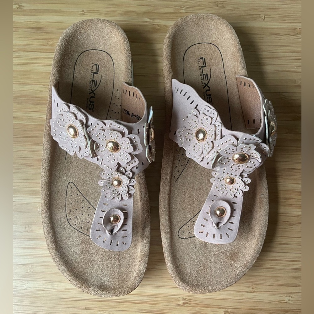 Flexus Platform Sandal Bayview Studded Floral Blu… - image 2